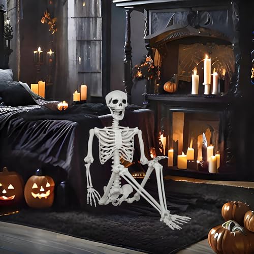 5.9ft Halloween Life Size Skeleton Plastic Human Bones with Movable Joints C636497