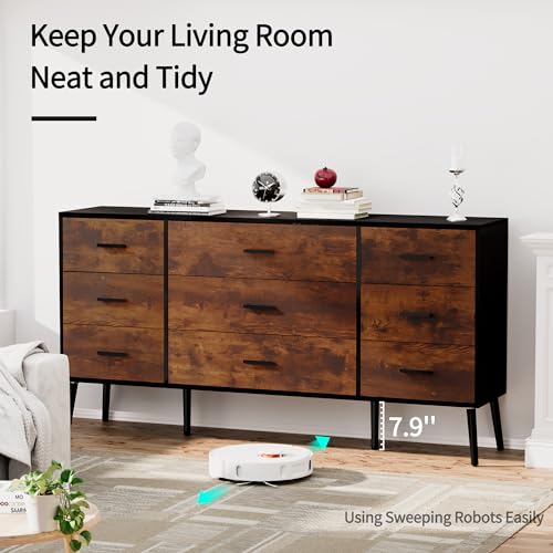 White 9 Drawer Antique Storage Dresser N9497