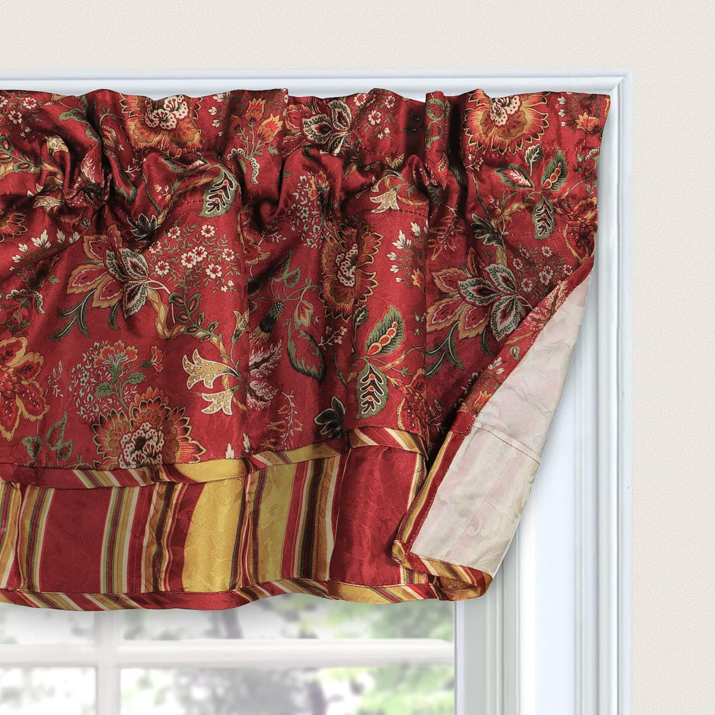 Crimson 52" x 16" Scalloped Valance Rod Pocket Window Curtain Y808
