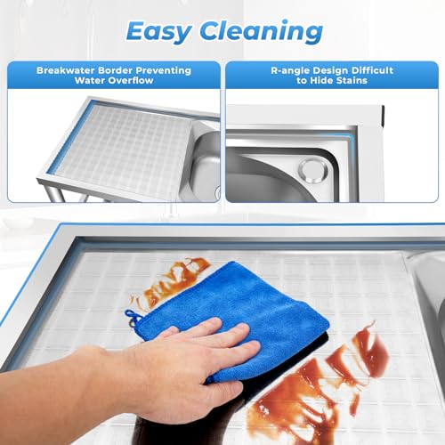 2 Compartment Stainless Steel Commercial Kitchen Utility Sink with Prep Counter V4486