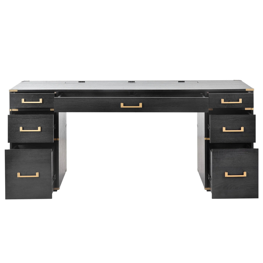 Black Executive Writing Desk with Drawers A879141