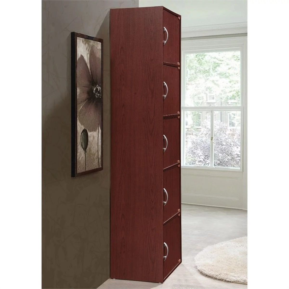 5 Door 5 Shelf Wood Bookcase C1911
