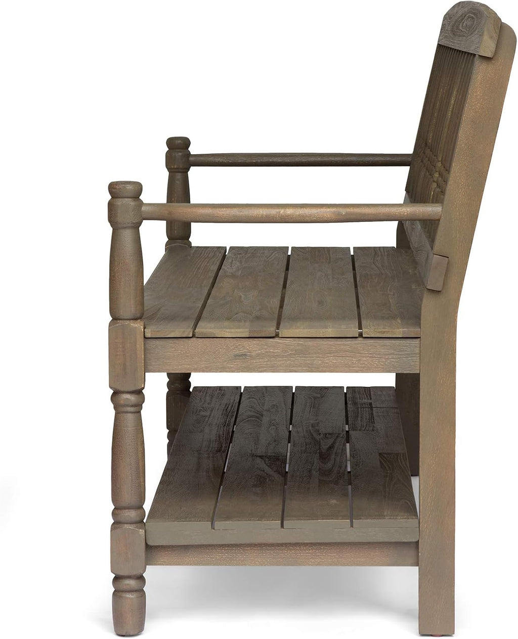 Acacia Wood Outdoor Bench with Shelf O195386