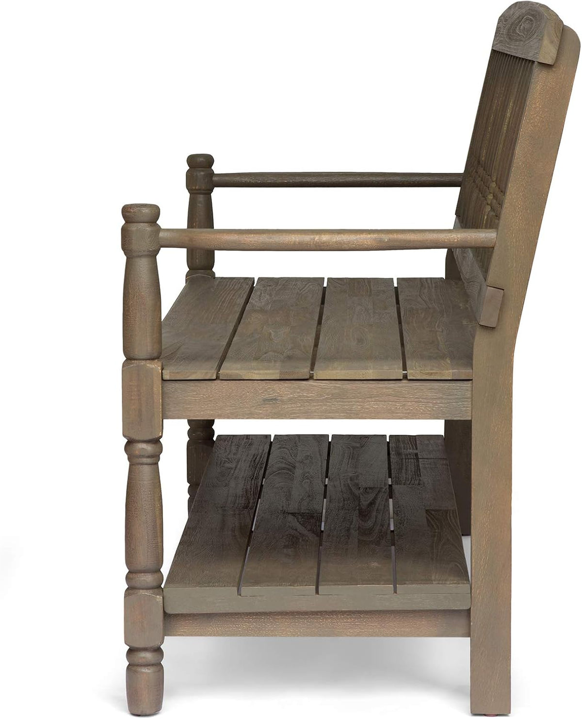 Acacia Wood Outdoor Bench with Shelf O195386