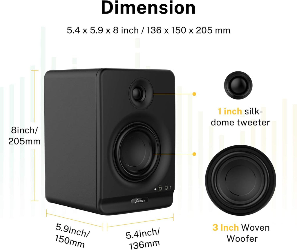3 Near Field Studio Monitors with Bluetooth, 2-Pack G167