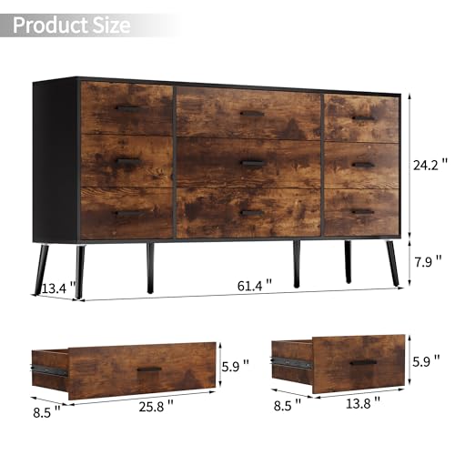 White 9 Drawer Antique Storage Dresser N9497