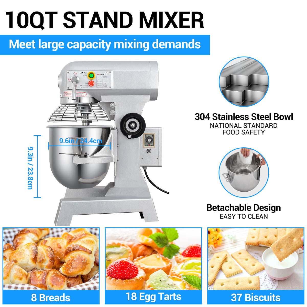 3-Speed Commercial Stand Mixer 10qt 500W X752581