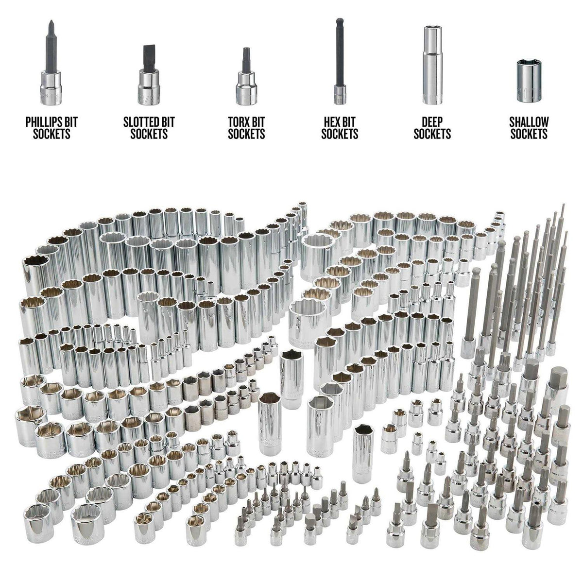 1/4 & 3/8 & 1/2 in. drive SAE 6 and 12 Point Socket Set 299 pc W775044