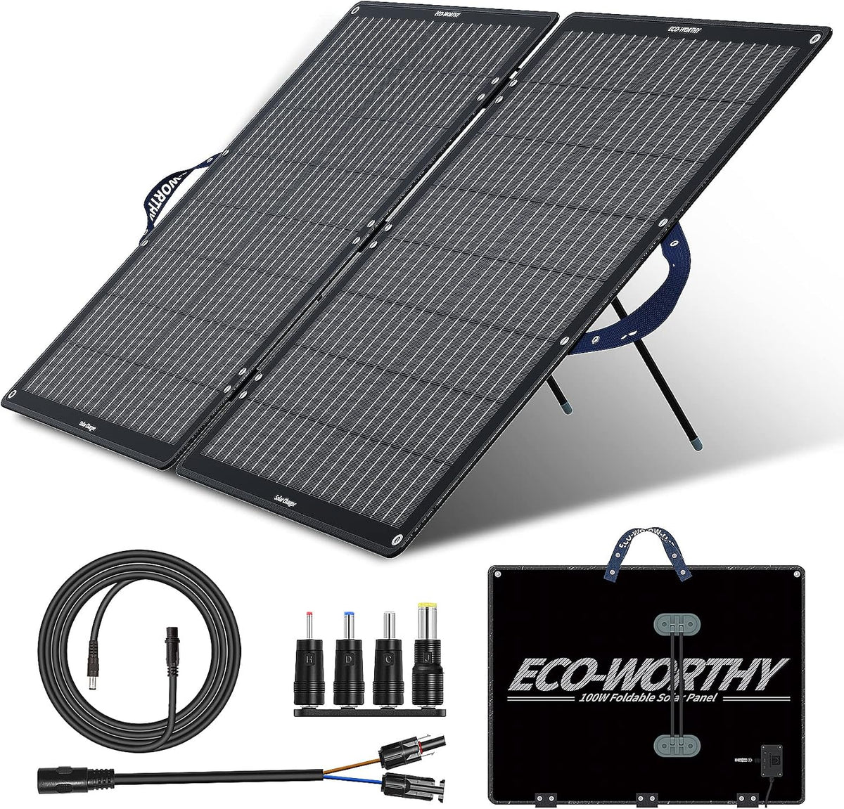 100W Portable Foldable Solar Panel Kit with Adjustable Kickstand H74920