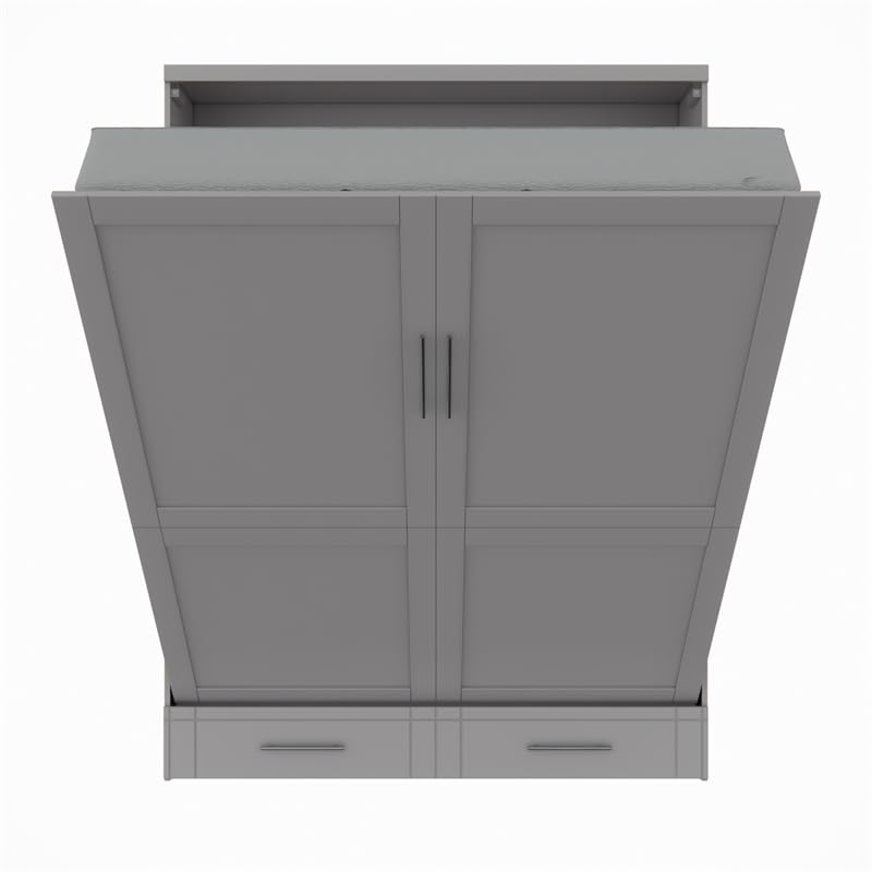 Queen Size Gray Solid Wood Murphy Wall Bed U8139