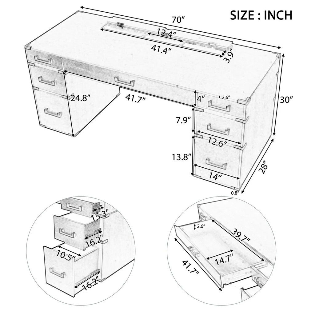 Black Executive Writing Desk with Drawers A879141