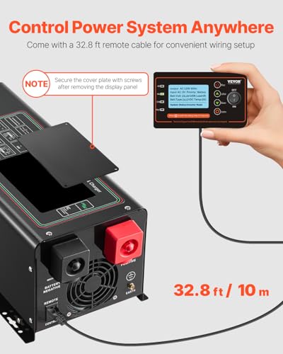 2000 Watt DC 12V to AC 120V Pure Sine Wave Inverter Charger with LCD Display J60553