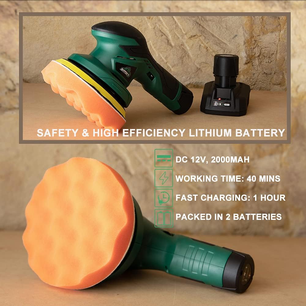 Cordless Car Buffer Polisher with 12V Lithium Rechargeable Battery H2165