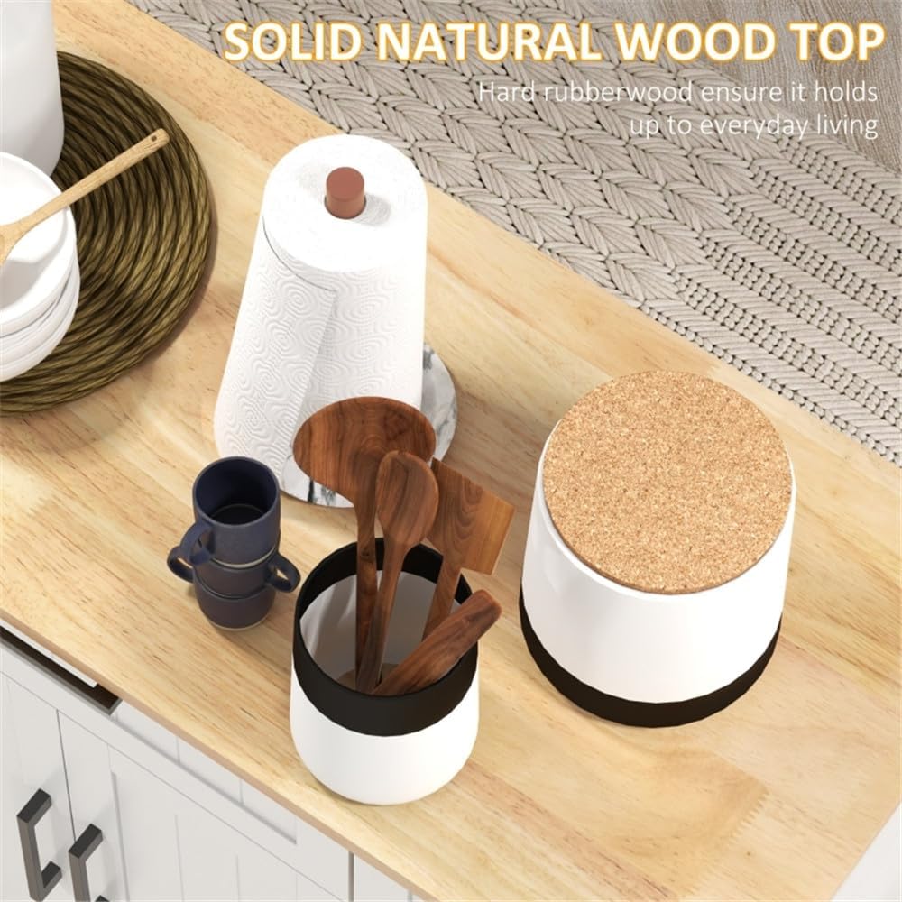 White Rolling Kitchen Island with Solid Wood Drop Leaf U50039