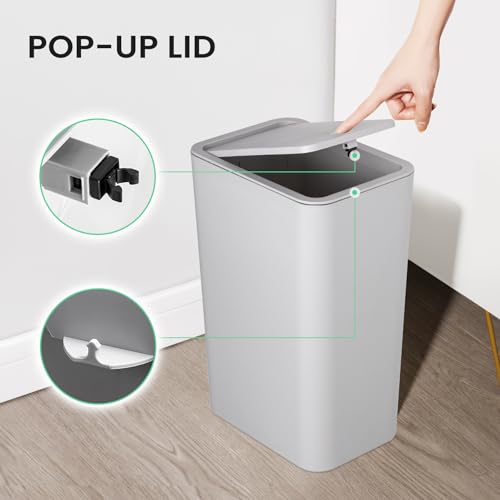 White 4.0 Gallon Plastic Bathroom Trash Can with Lid E1123
