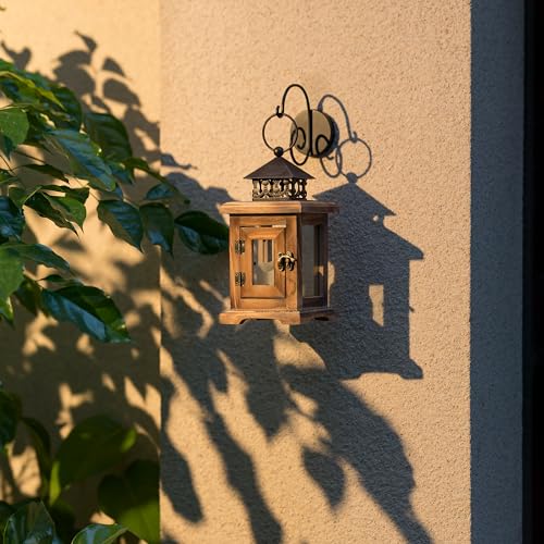 Brown Wooden Candle Holder Lantern O9467