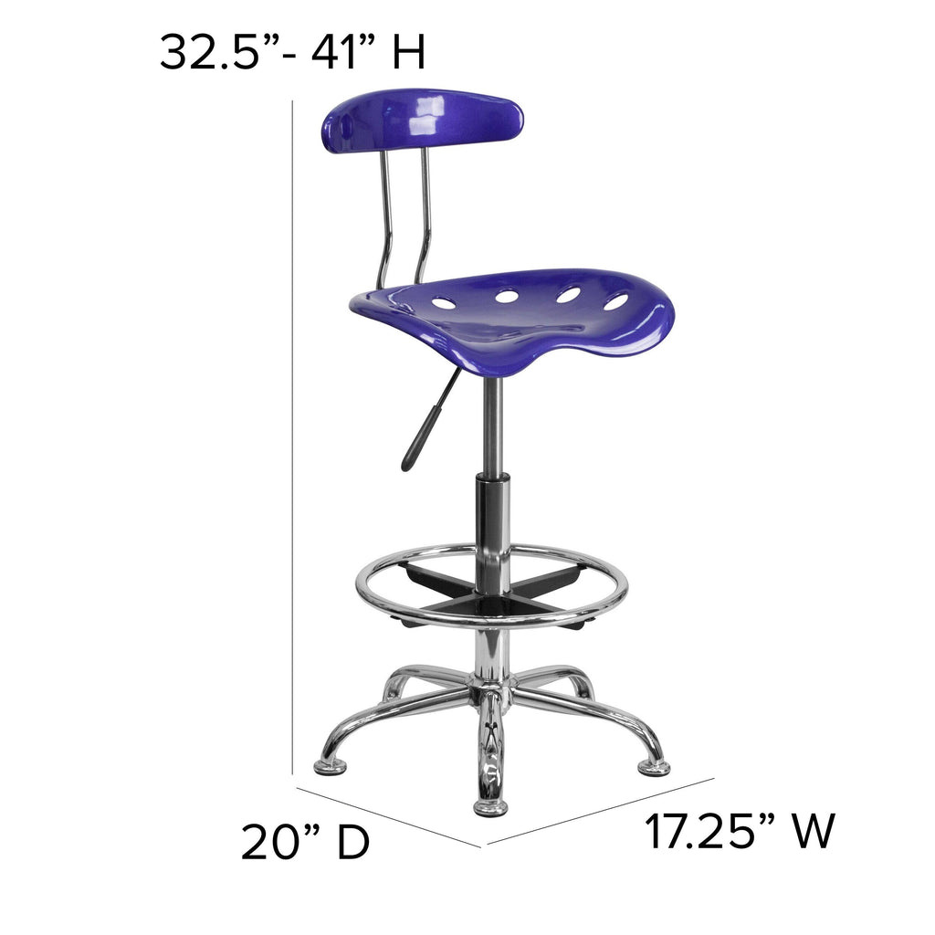 Nautical Blue Adjustable Drafting Stool S9497