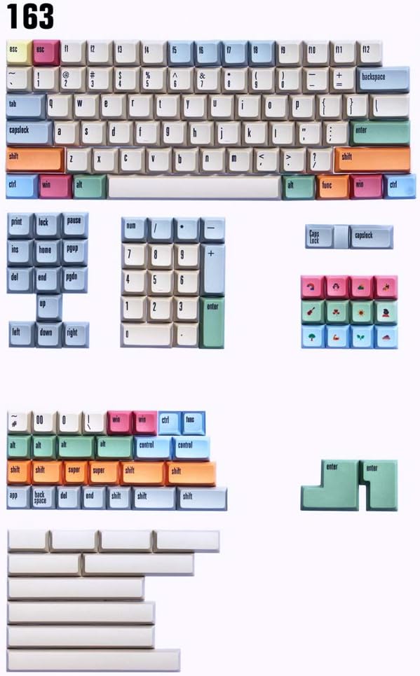 166 Keys Thick PBT Keycaps for MX Switch Mechanical Keyboard M59176