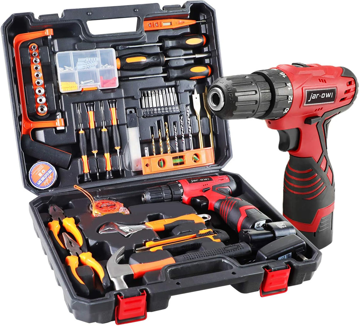 16.8V Cordless Drill Set with 2 Batteries and Toolbox Storage Case, 108 Piece V72345