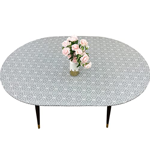 Round Vinyl Fitted Tablecloth with Elastic Edge for 40"-44" Round Table D333