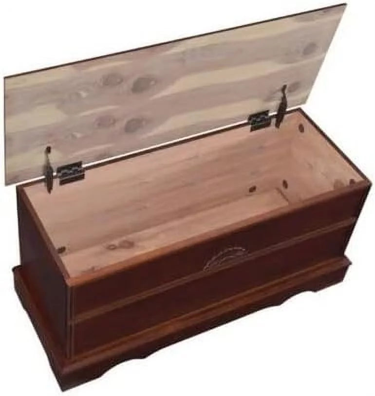 Warm Brown Cedar Lined Wood Storage Blanket Chest Trunk W2706