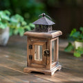 Brown Wooden Candle Holder Lantern O9467