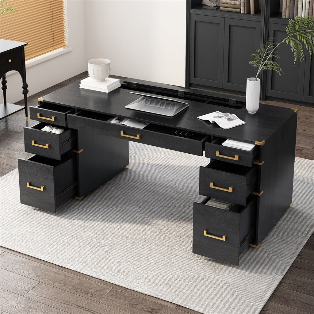 Black Executive Writing Desk with Drawers A879141