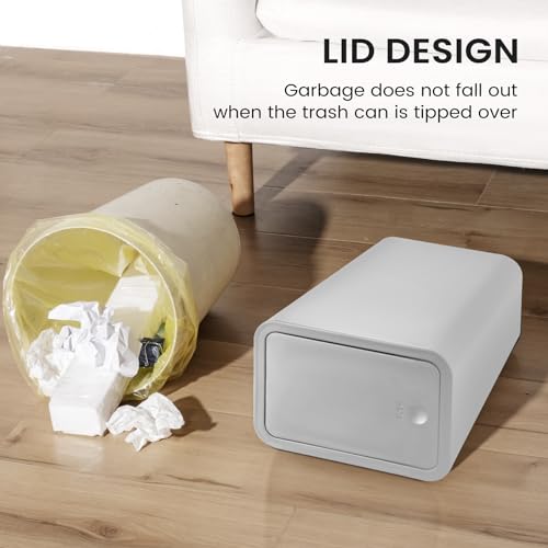 White 4.0 Gallon Plastic Bathroom Trash Can with Lid E1123