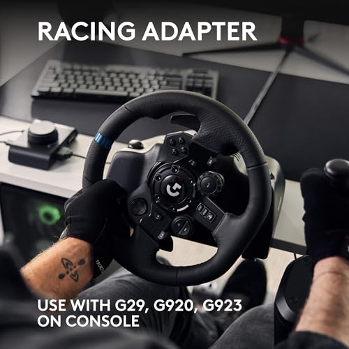 Black Leather Racing Wheel and Floor Pedals S879
