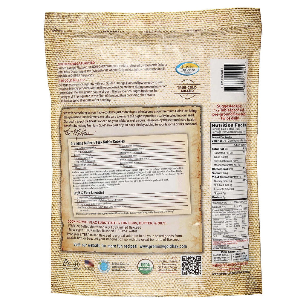 Organic Golden Omega Medium Ground Flaxseed, 4lb. V538