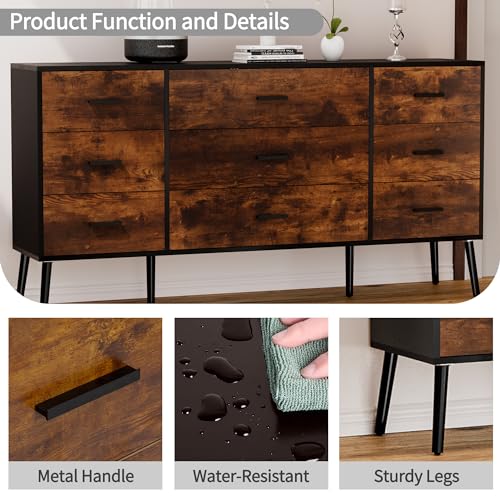 White 9 Drawer Antique Storage Dresser N9497