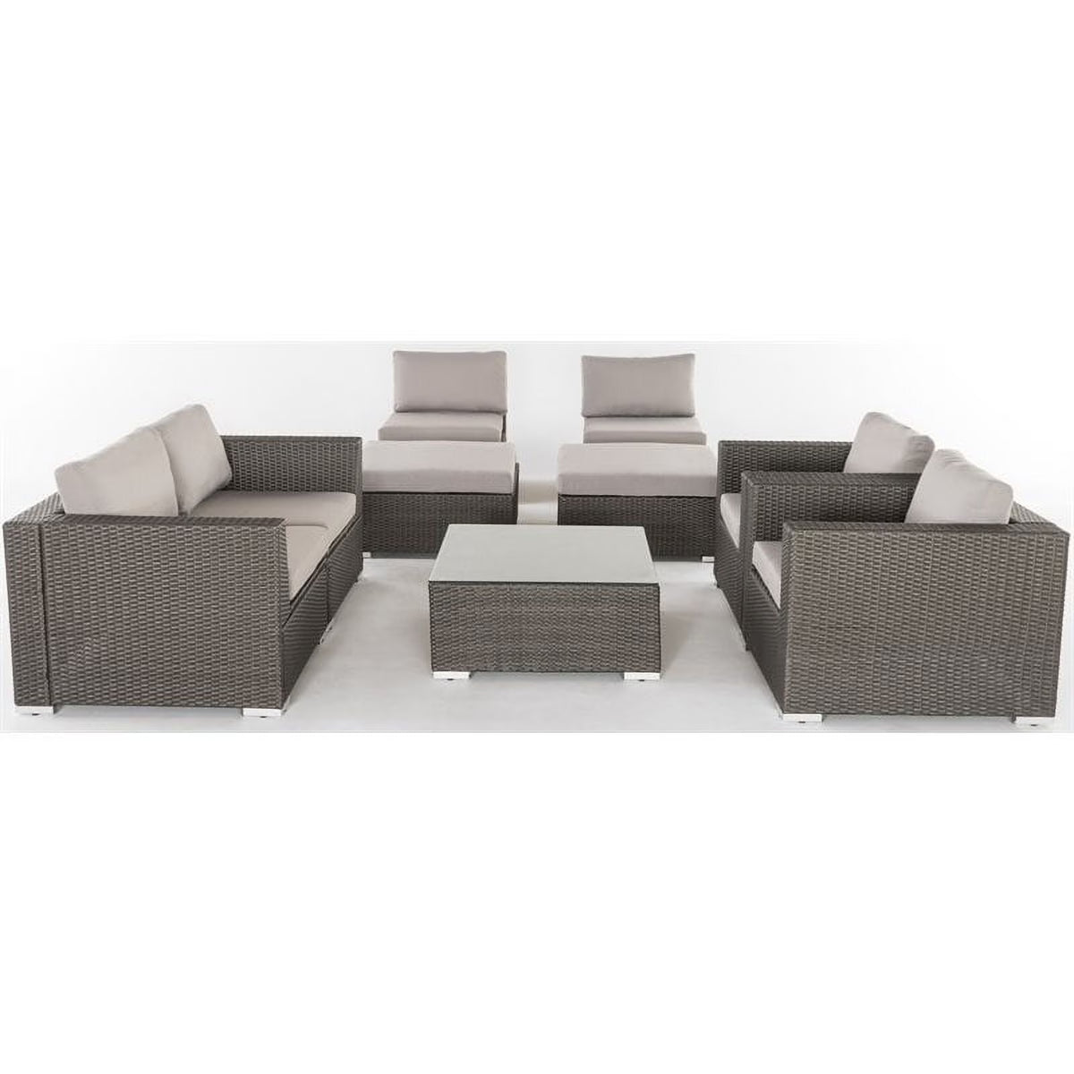 Grey Wicker Sectional with Aluminum Frame X8338