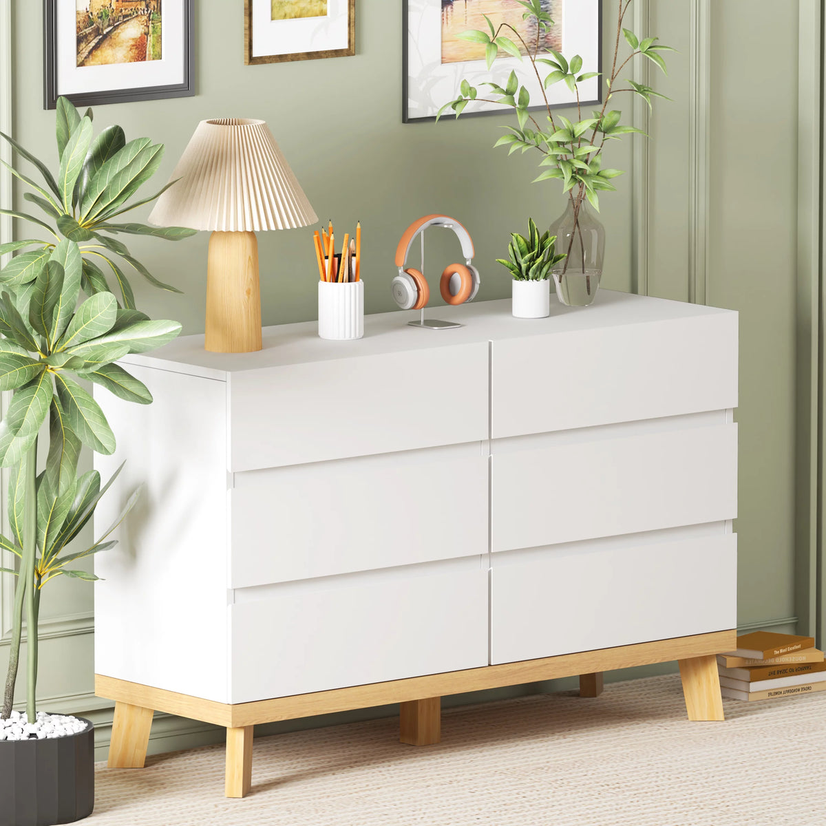 White 6 Drawer Storage Cabinet T707