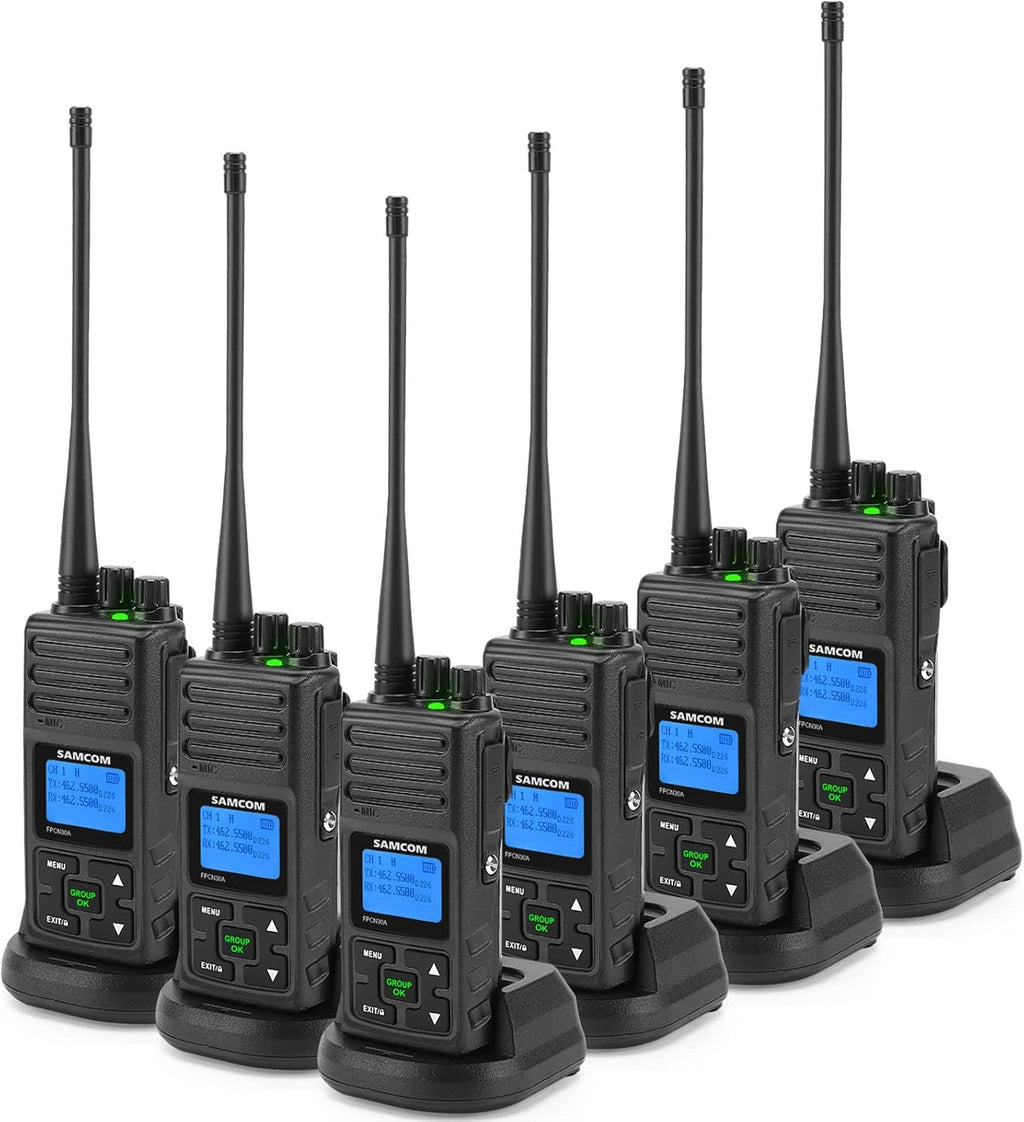 6 Packs UHF Two Way Radios Walkie Talkies with Earpieces T50999