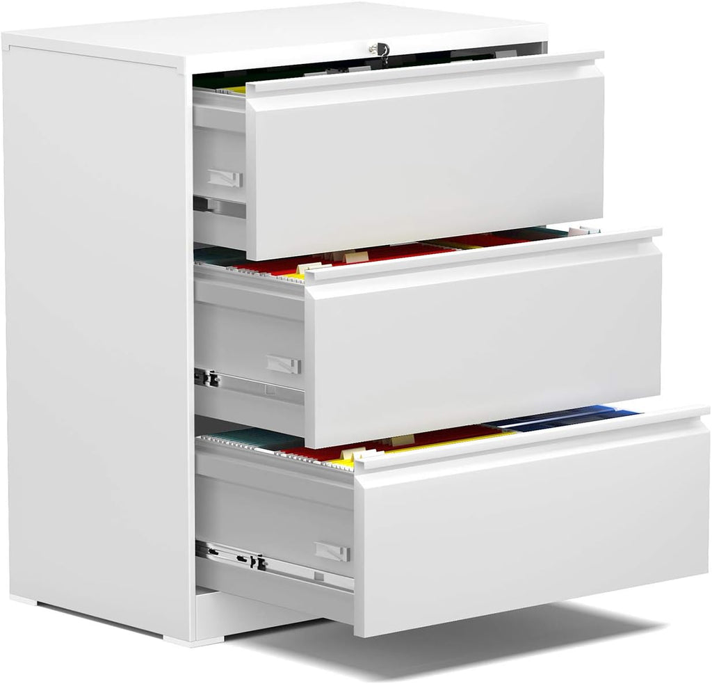 3 Drawer Steel Lateral File Cabinet with Lock, Black C95078
