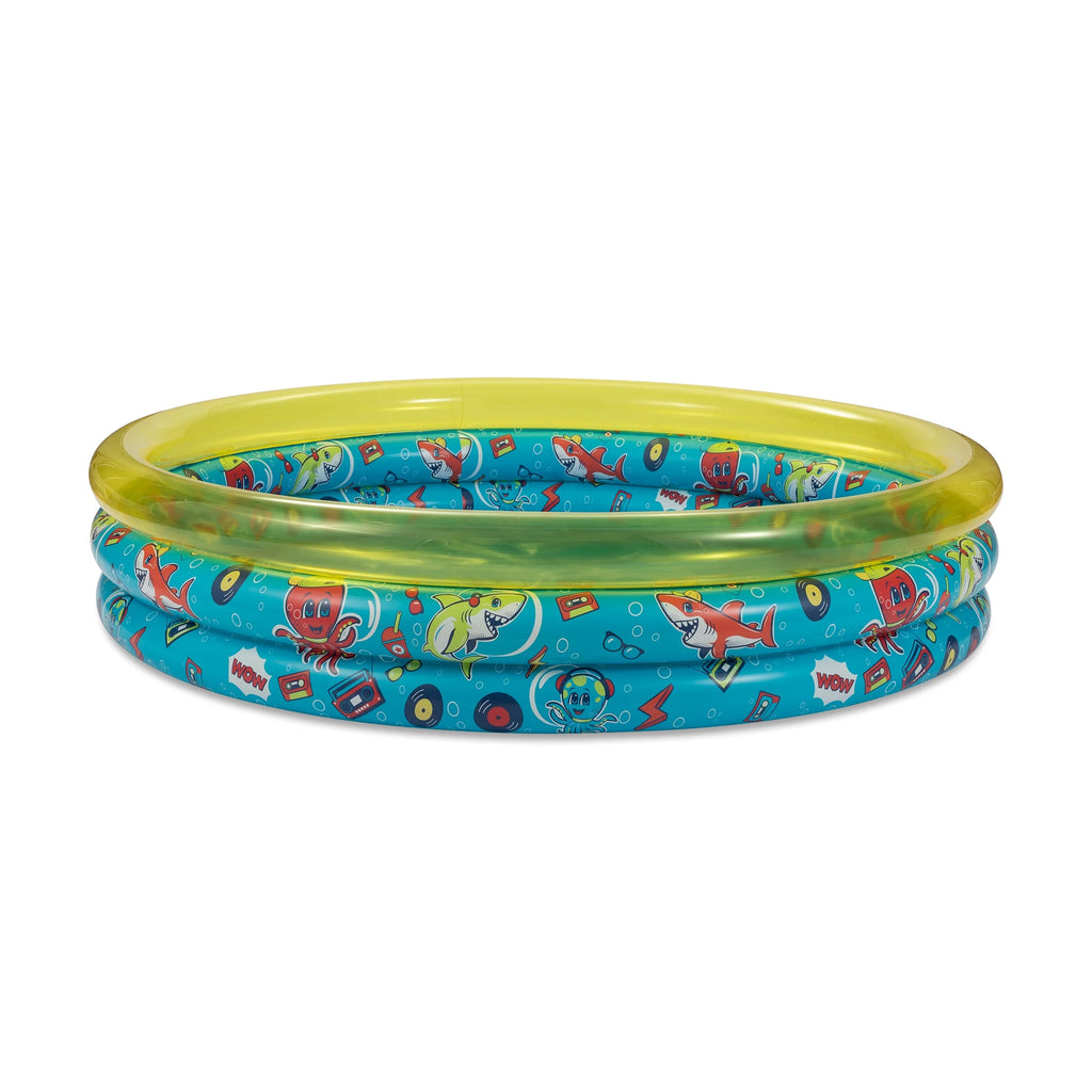 Round Inflatable 3-Ring Kiddie Splash Play Pool Yellow U22583