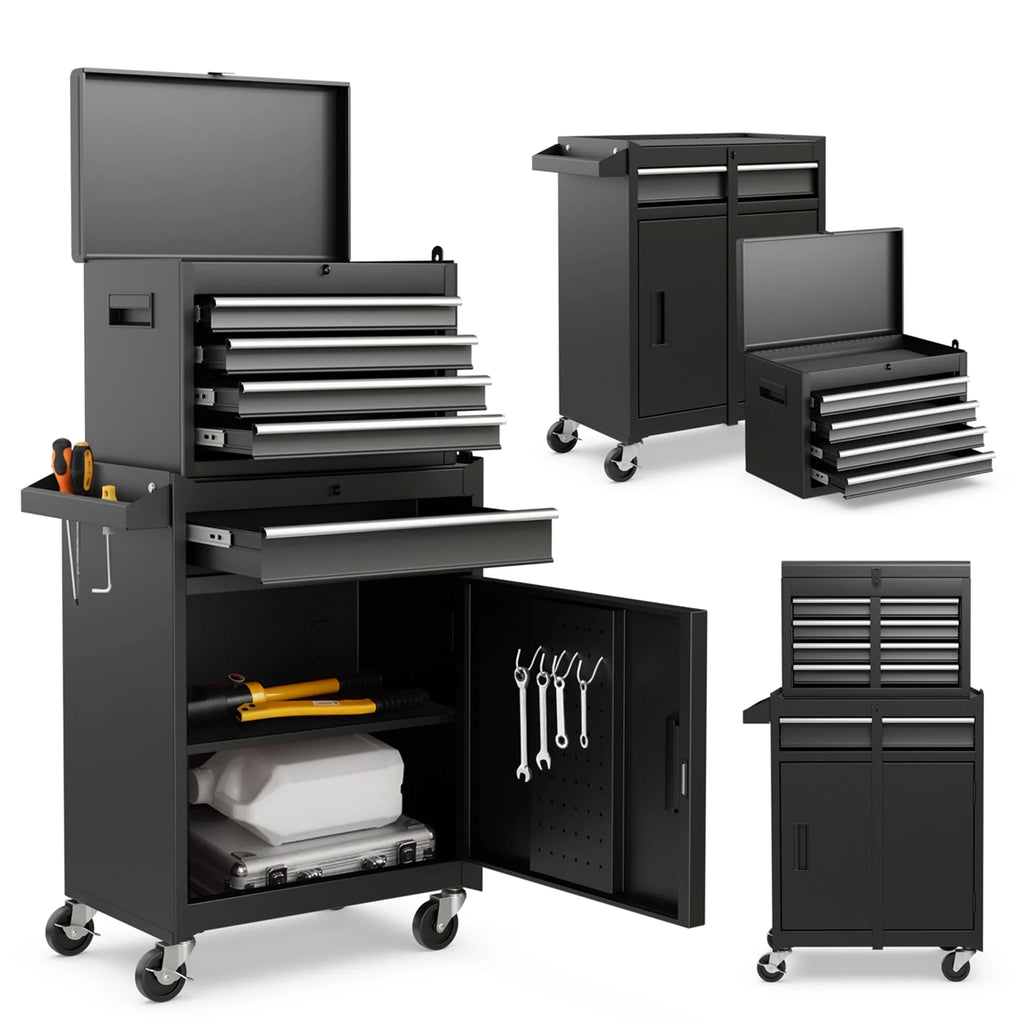 5 Drawer Rolling Metal Tool Chest Cabinet Black F526
