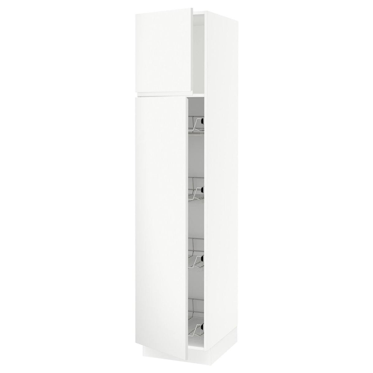 White High Cabinet with Door and Wire Baskets C2730