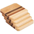 Maple Walnut Mahogany Wood Coasters Set of 4 G776