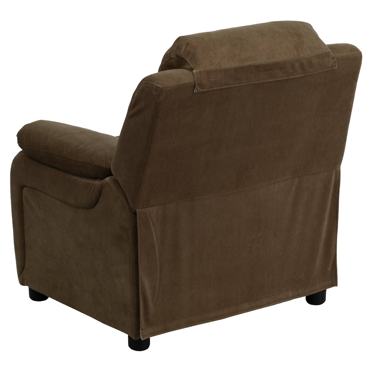 Brown Padded Kids Recliner with Flip-Up Storage Arms U9831