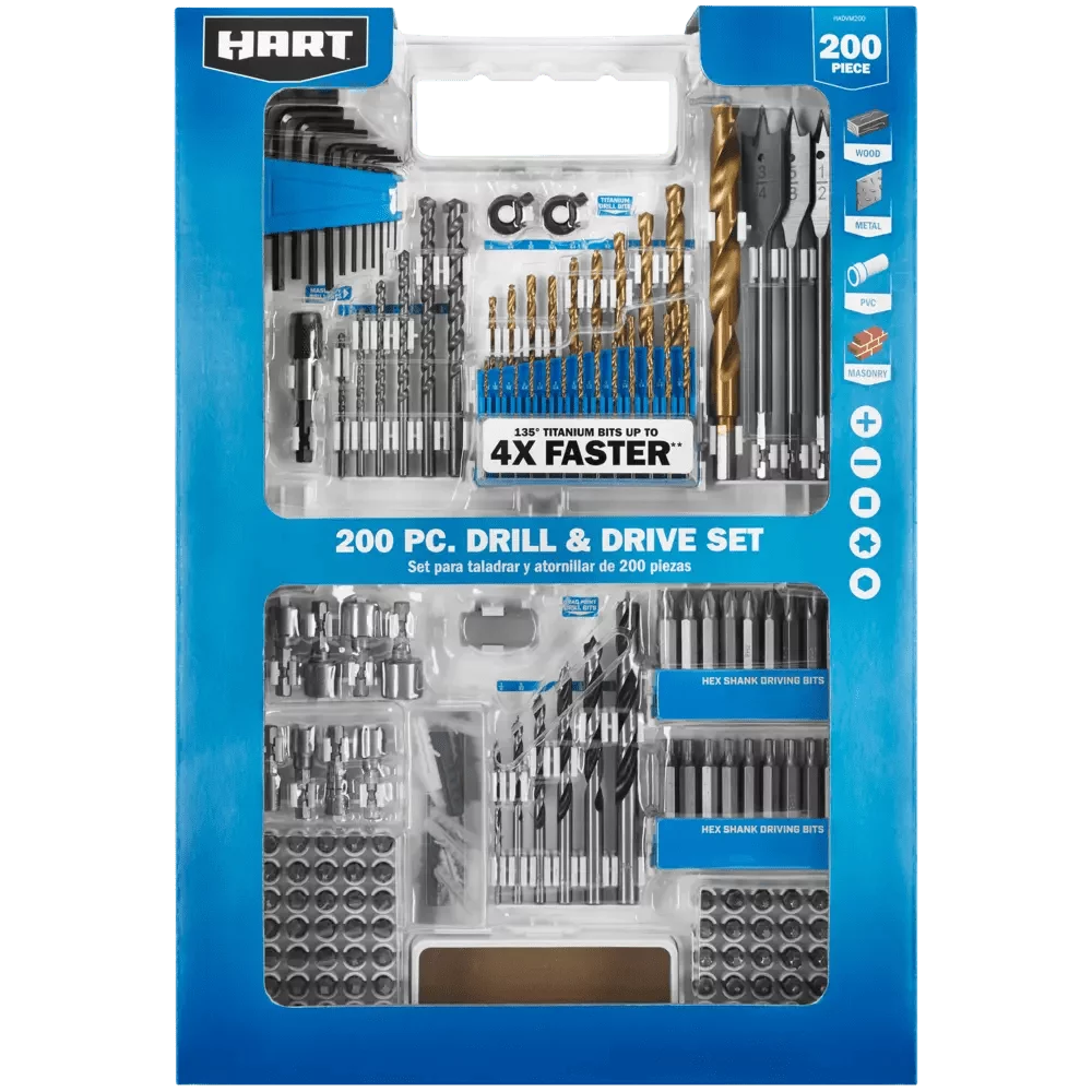 200-Piece Assorted Drill and Drive Bit Set with Storage Case J866