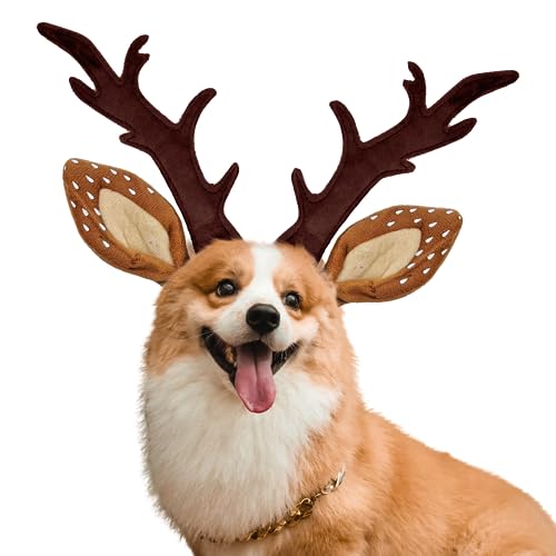 Dog Cat Christmas Reindeer Antlers Headband Adjustable Pet Costume V630038