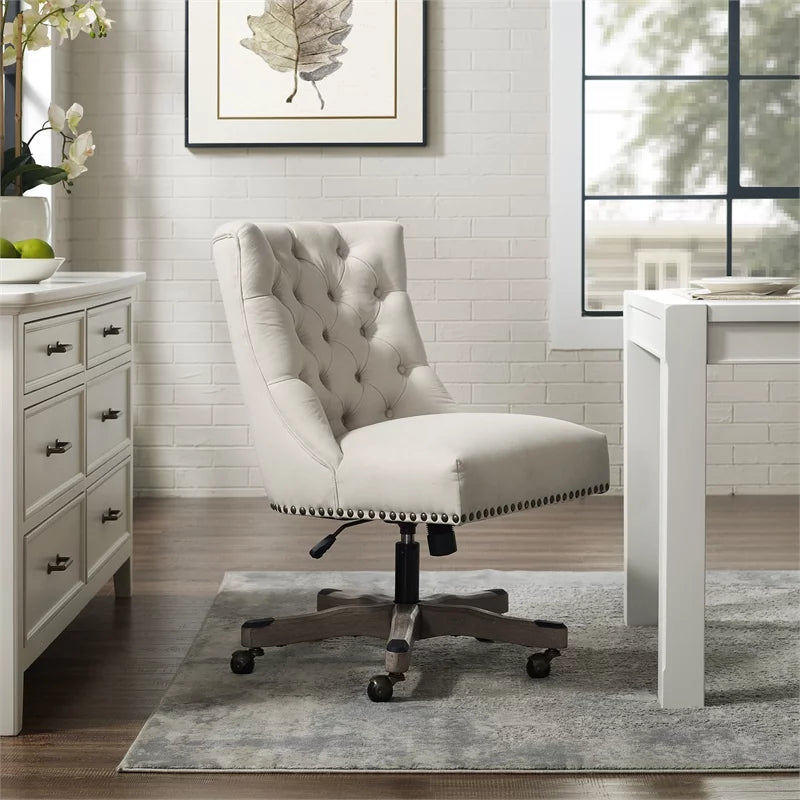 Wood Upholstered Office Chair in Natural Beige J843968