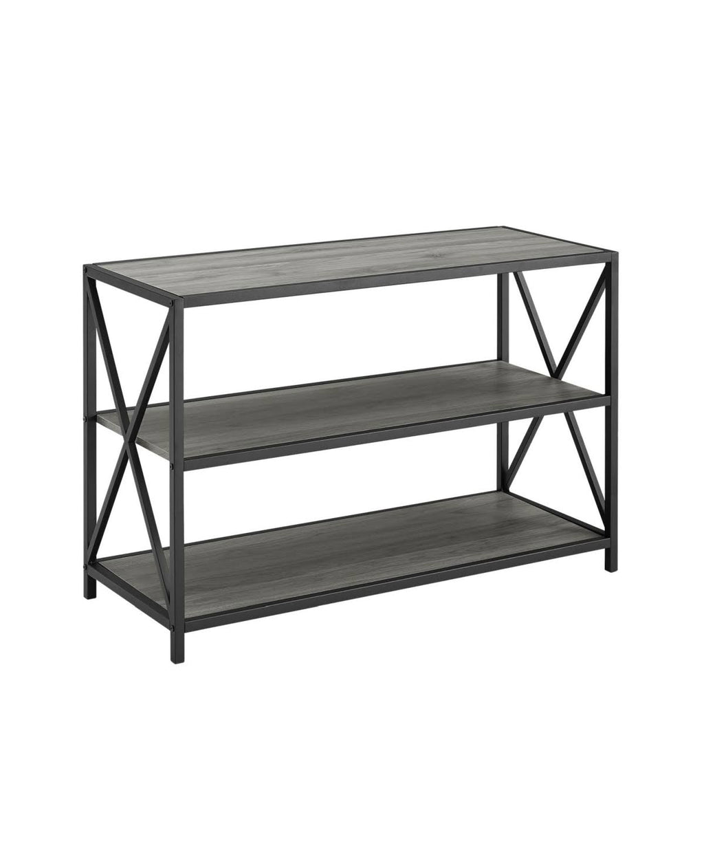 White Industrial Wood Bookcase X815567