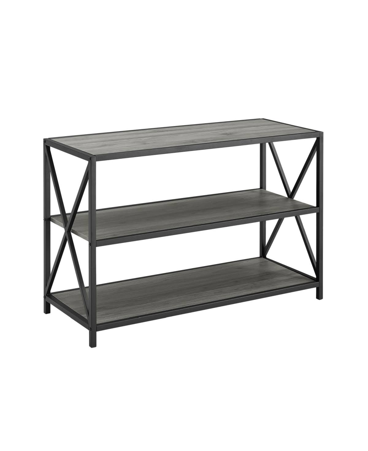 White Industrial Wood Bookcase X815567