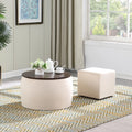 Modern Round Coffee Table and Ottoman Set with Storage O4847