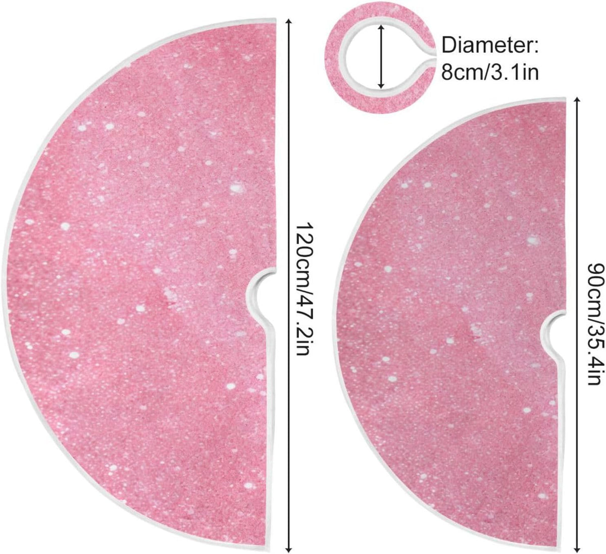 Glitter Blush Pink 47.2" Suede Christmas Tree Skirt U4964