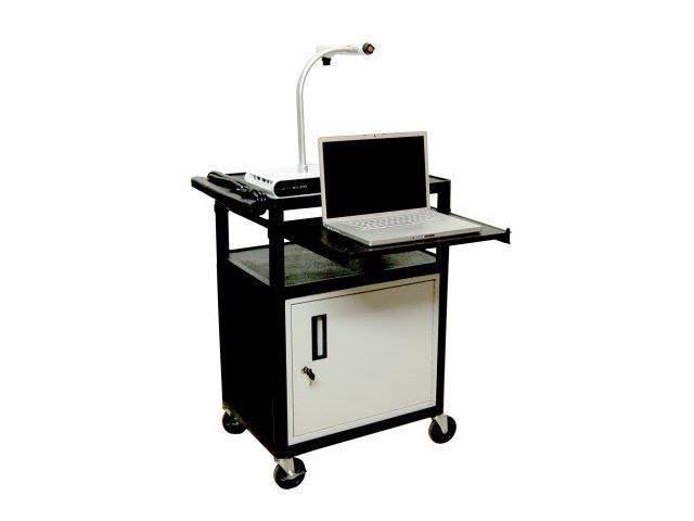 Black 3 Shelf Presentation Cart with Cabinet G366735