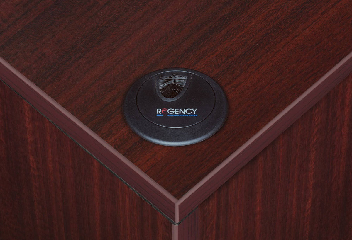 Cherry Single Pedestal L-Desk with Return U8796