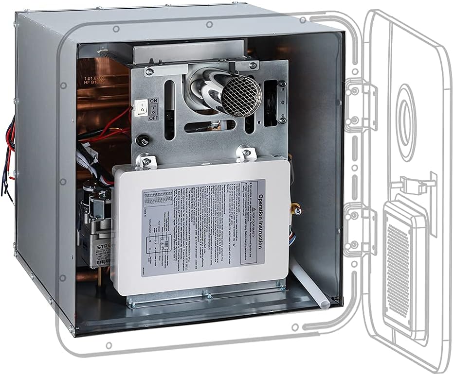 Tankless Propane Gas RV Water Heater 3.5GPM 55000BTU with 15 x 15 White Door M3081